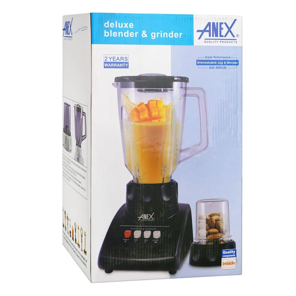 Side view of anex deluxe blender & grinder, 300w, white, ag-690 ub