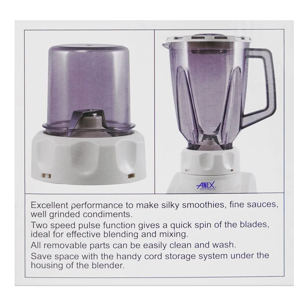 Close-up design of anex deluxe blender & grinder, 300w, white, ag-690 ub