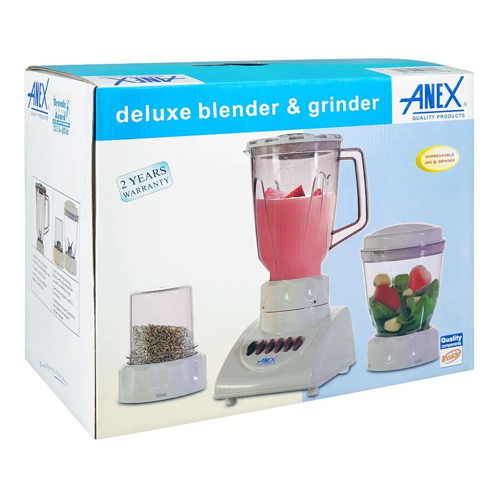 Side view of anex deluxe blender & grinder, white, ag-699 ub