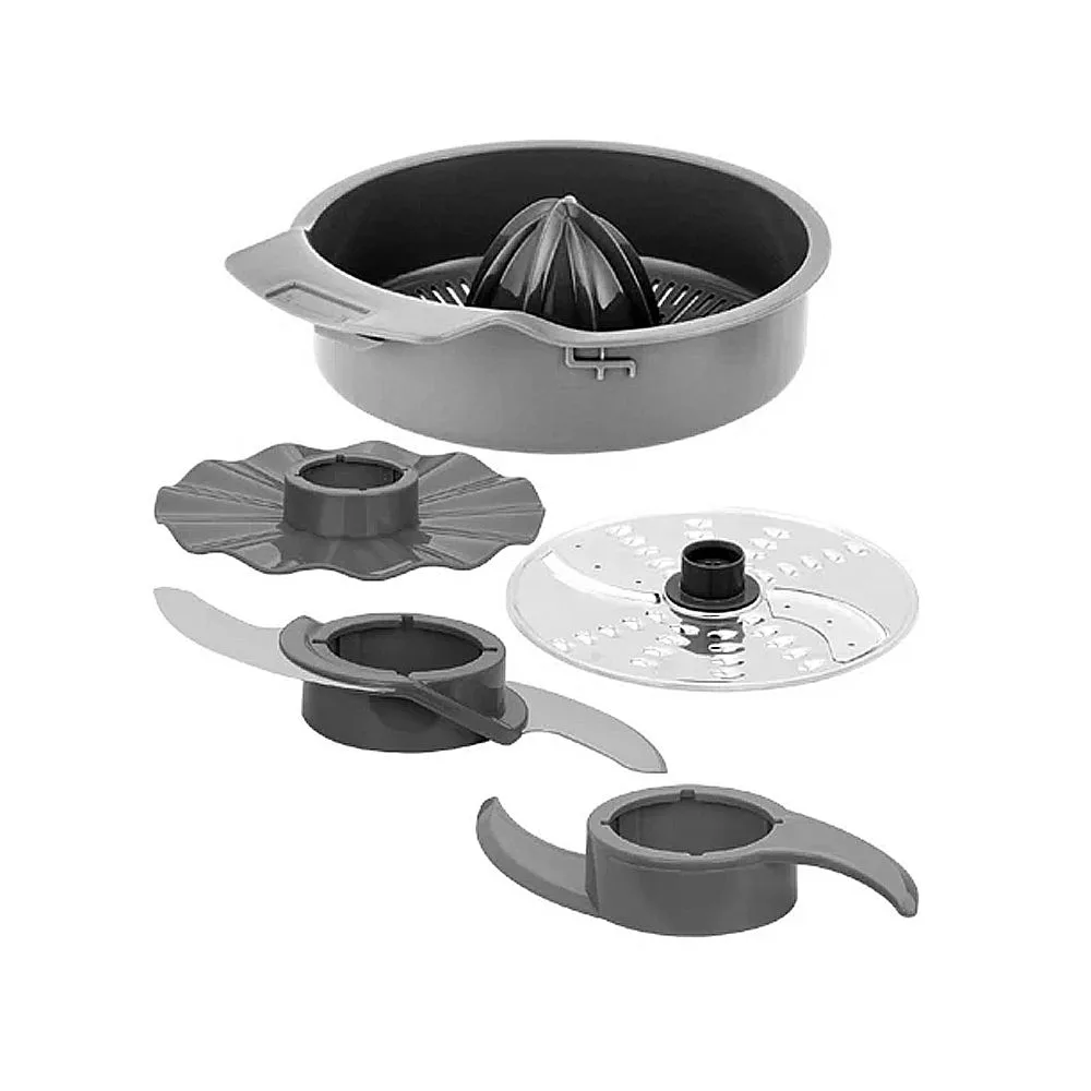 Side view of anex deluxe chopper & blender, 800w, plastic 1200ml bowl & 1800 jar, black & silver, ag-3145
