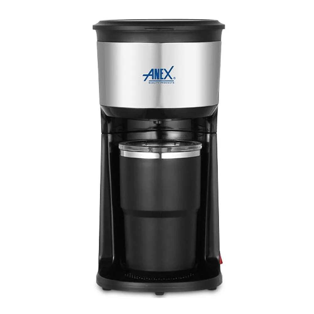 Side view of anex deluxe coffee maker, 600w, 220-240v, 400ml capacity, ag-802
