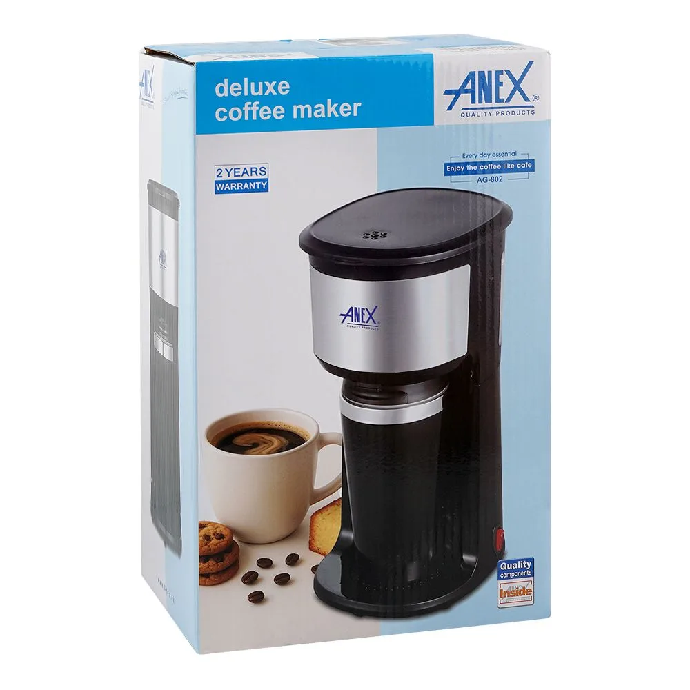 Comfortable casual anex deluxe coffee maker, 600w, 220-240v, 400ml capacity, ag-802