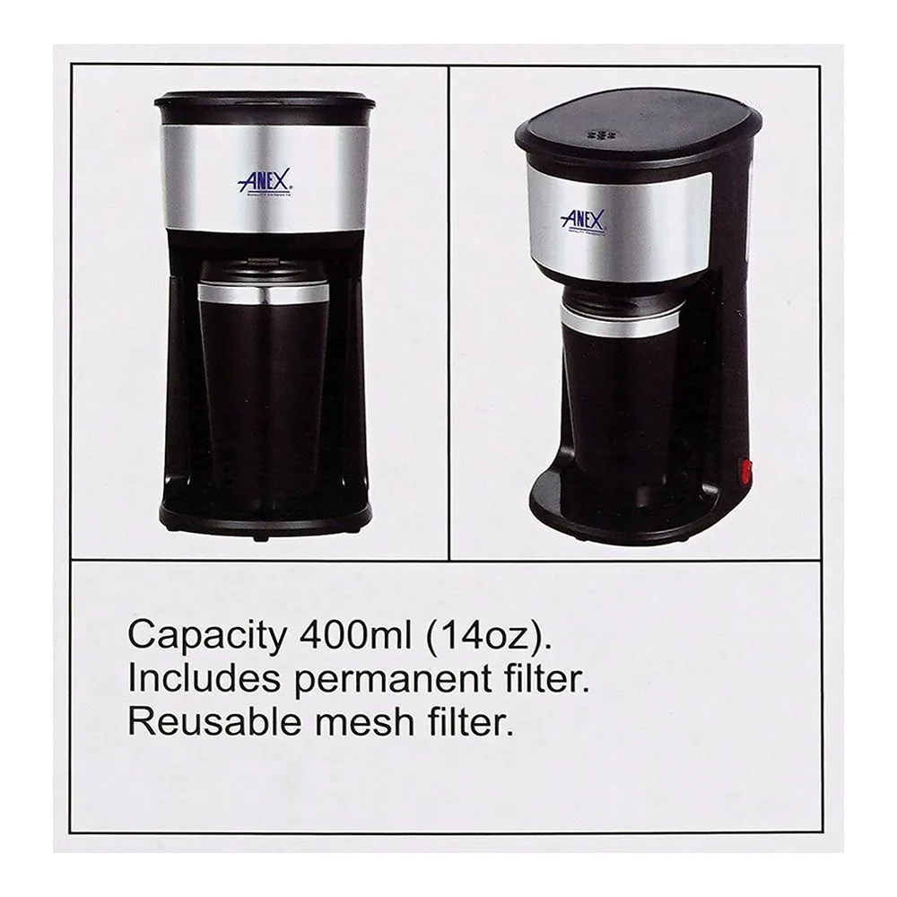 Premium everyday wear anex deluxe coffee maker, 600w, 220-240v, 400ml capacity, ag-802