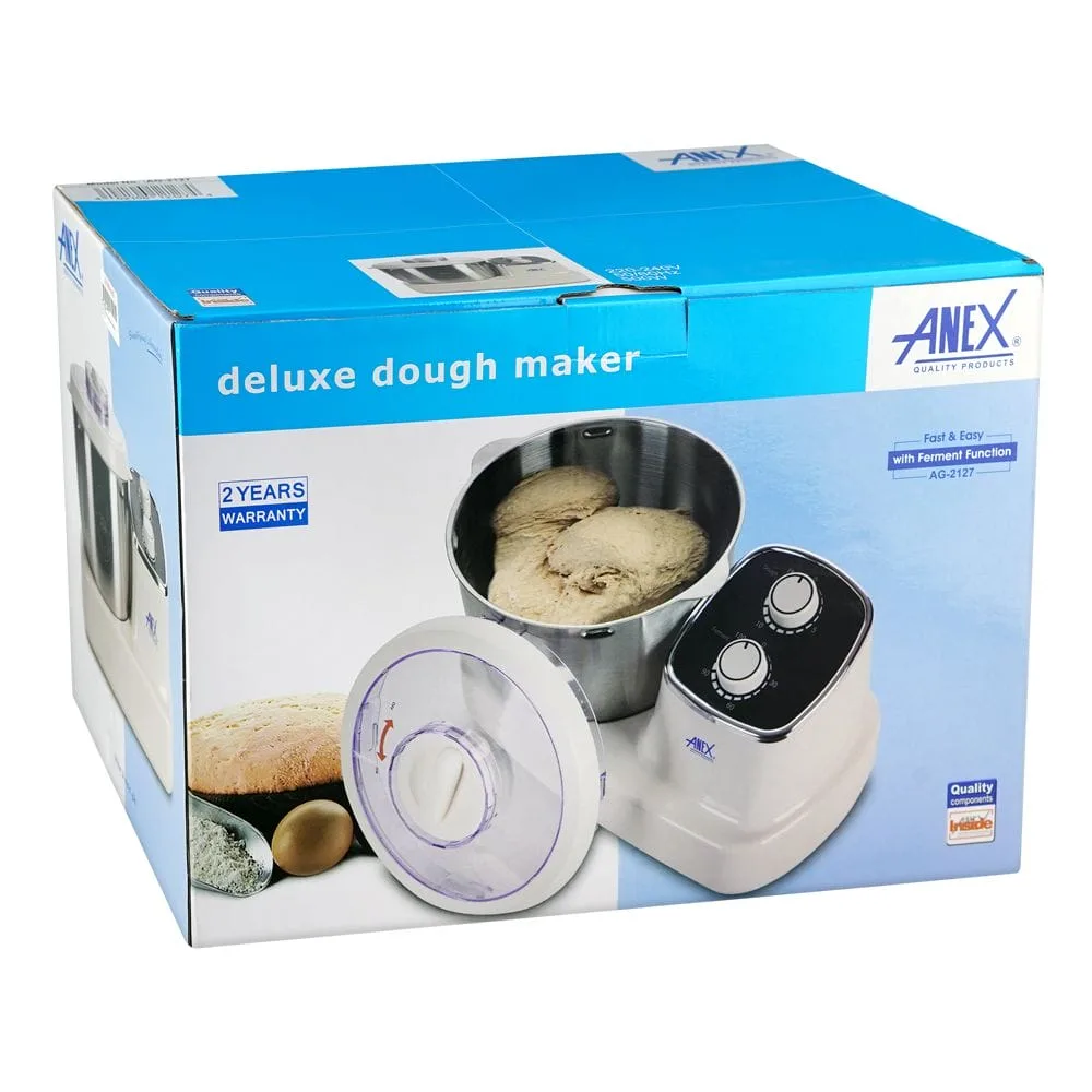 Side view of anex deluxe dough maker, 500w, 5 liter capacity, white, ag-2127