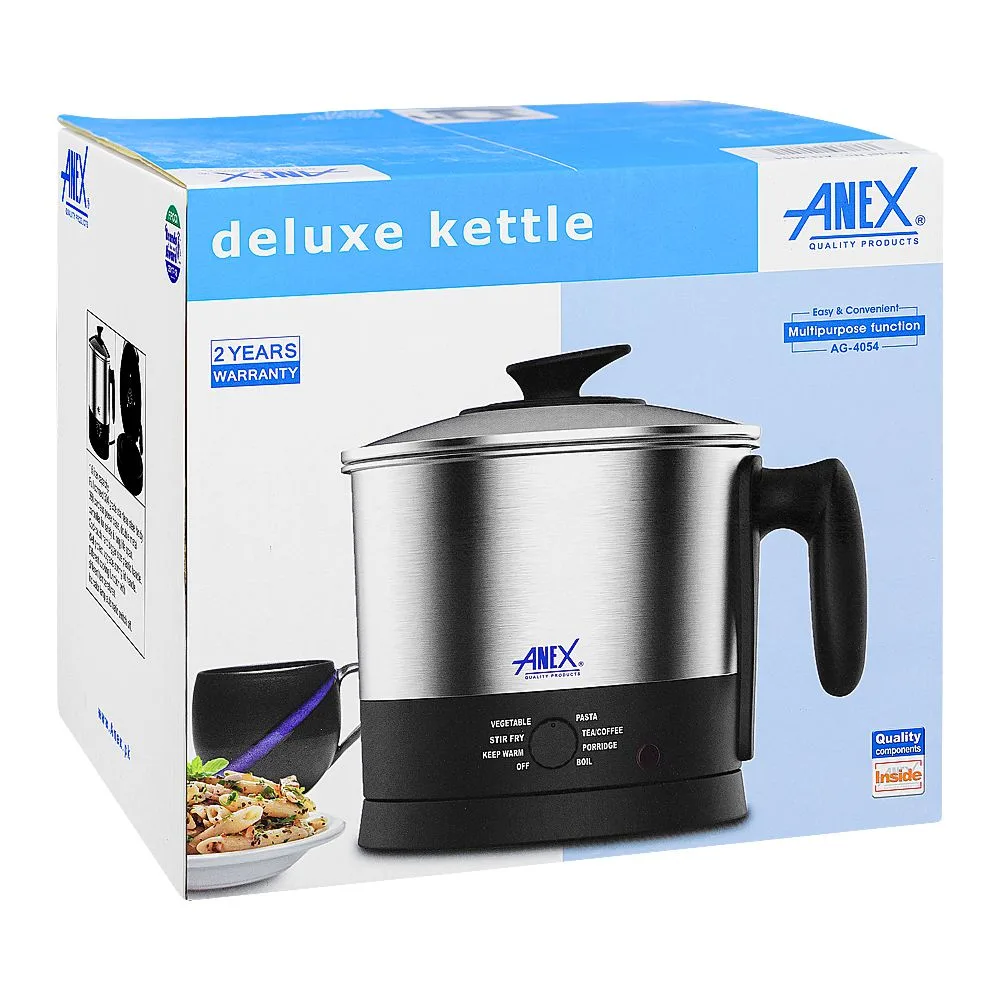 Comfortable casual anex deluxe electric kettle, 1600ml capacity, 600w, ag-4054