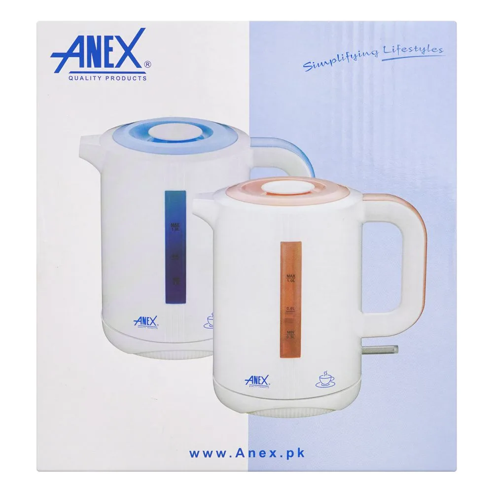 Comfortable casual anex deluxe electric kettle, 900-1200w, 1000ml capacity, pink, ag-4032