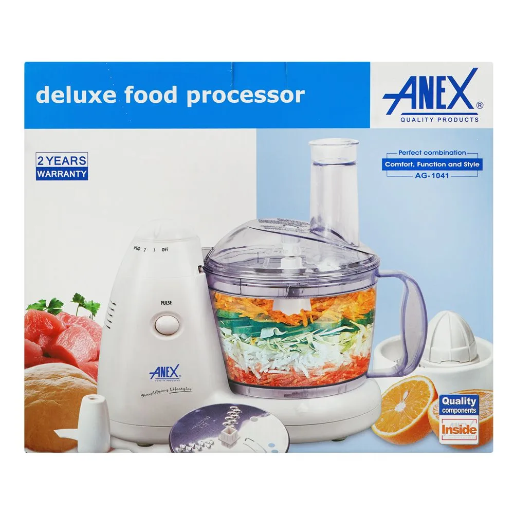 Comfortable casual anex deluxe food processor, 450w, 220v-240v, 1800ml bowl, black, ag-1041