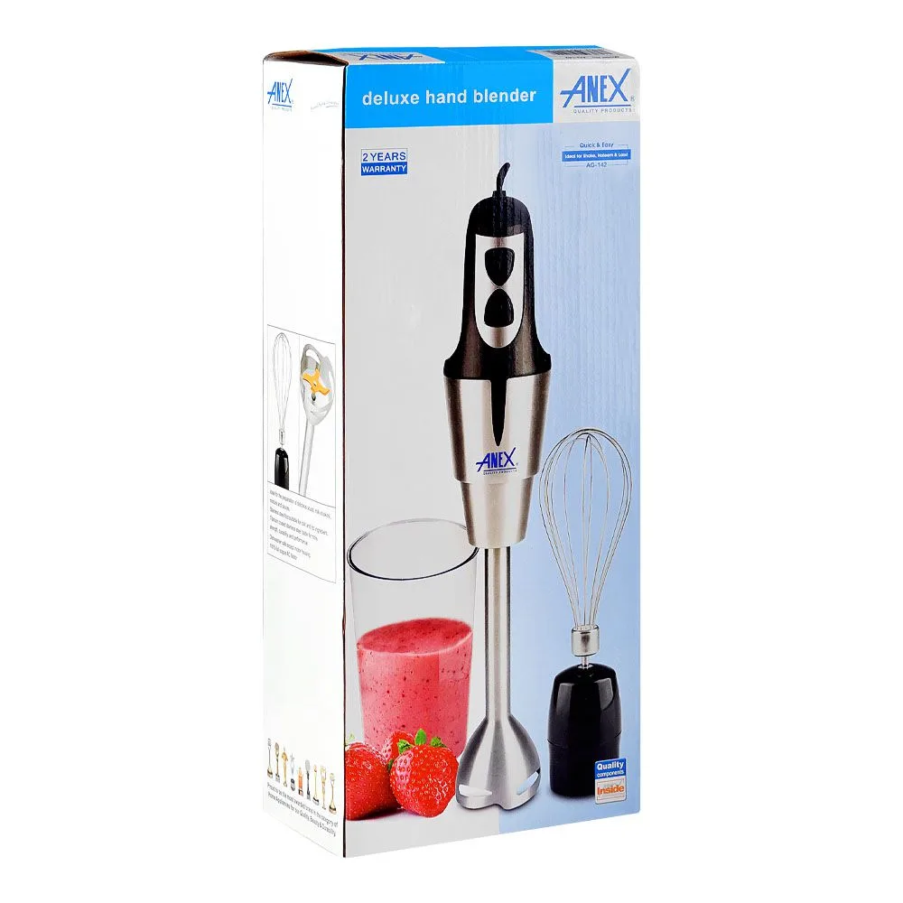 Side view of anex deluxe hand blender, 500w, 220-240v, ag-142