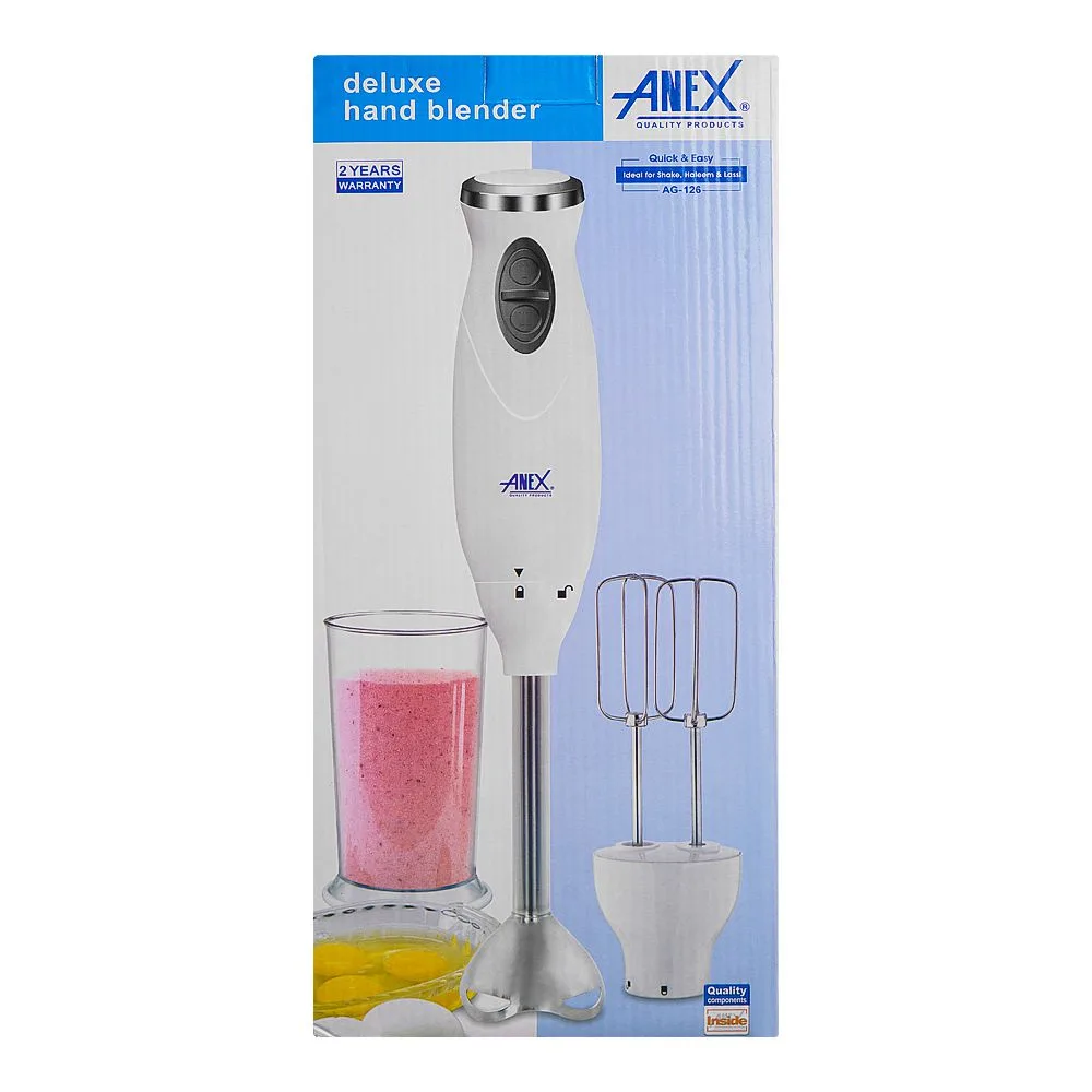 Comfortable casual anex deluxe hand blender with beater, 300w, black, ag-126