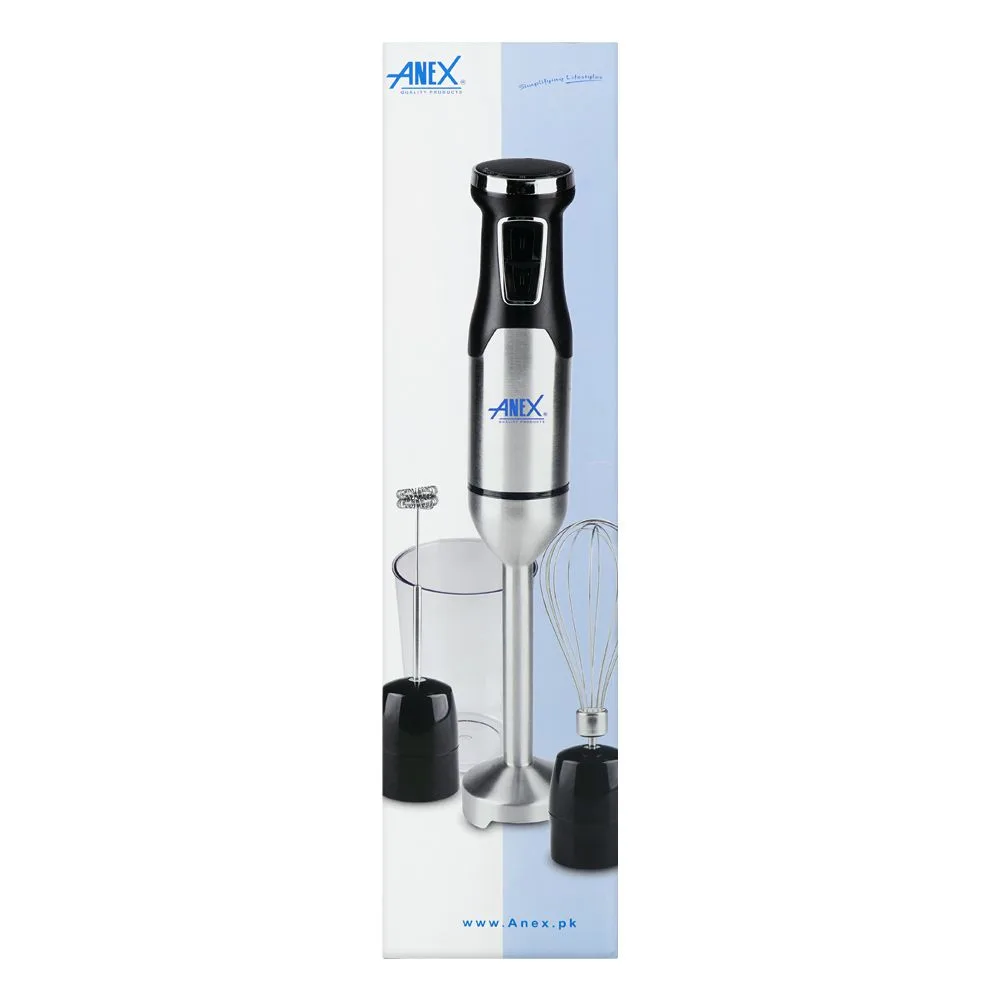 Comfortable casual anex deluxe hand blender with milk frother, whisk (egg beater) & beaker, dc1000w, black, ag-146