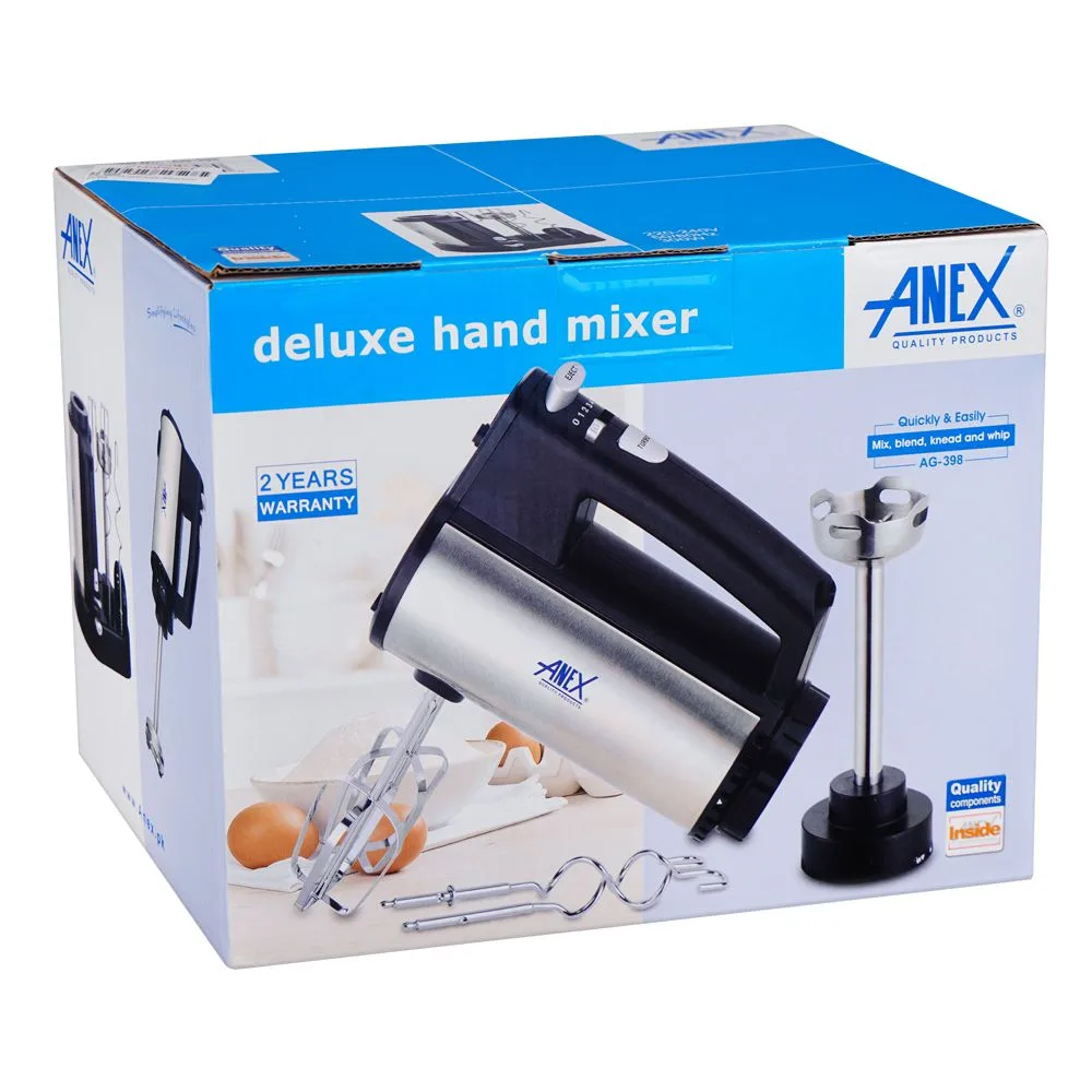 Comfortable casual anex deluxe hand mixer, 300w, black/silver, ag-398