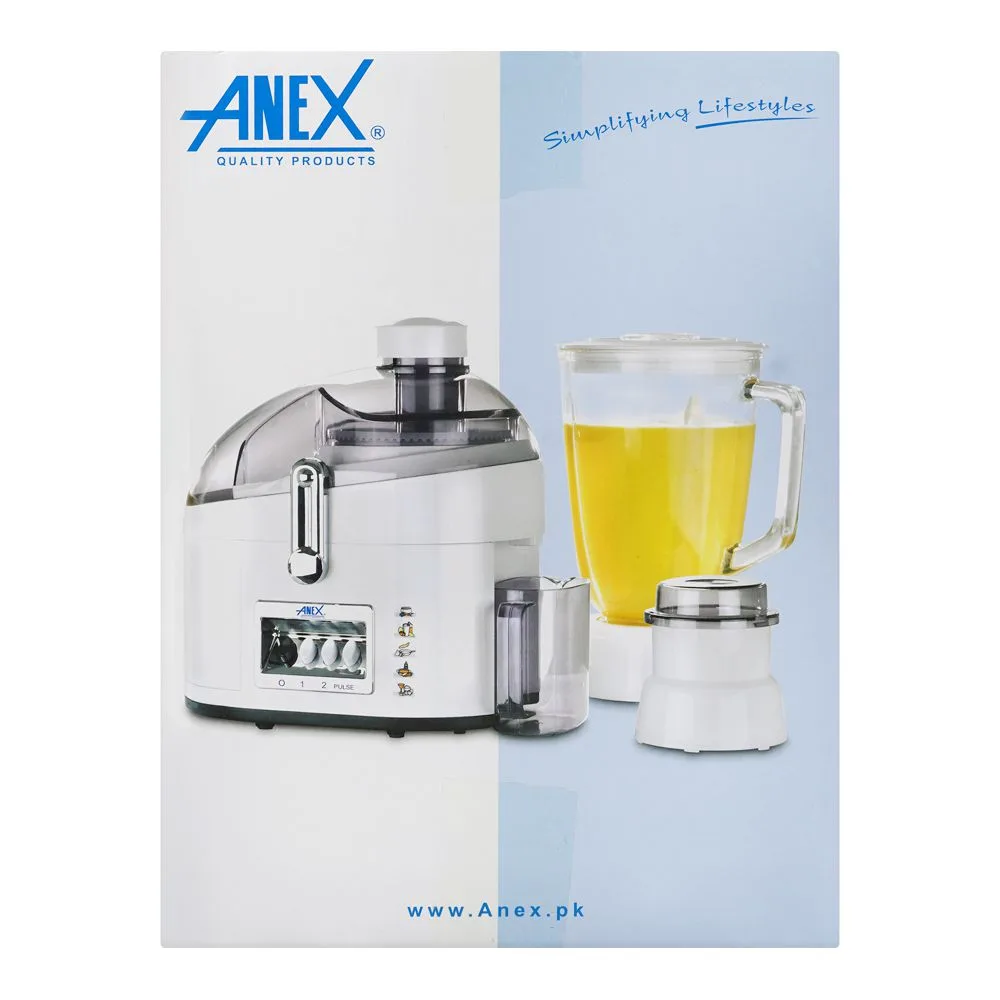 Comfortable casual anex deluxe juicer blender dry mill, 600w, 220-240v, 500ml container, black, ag-180gl