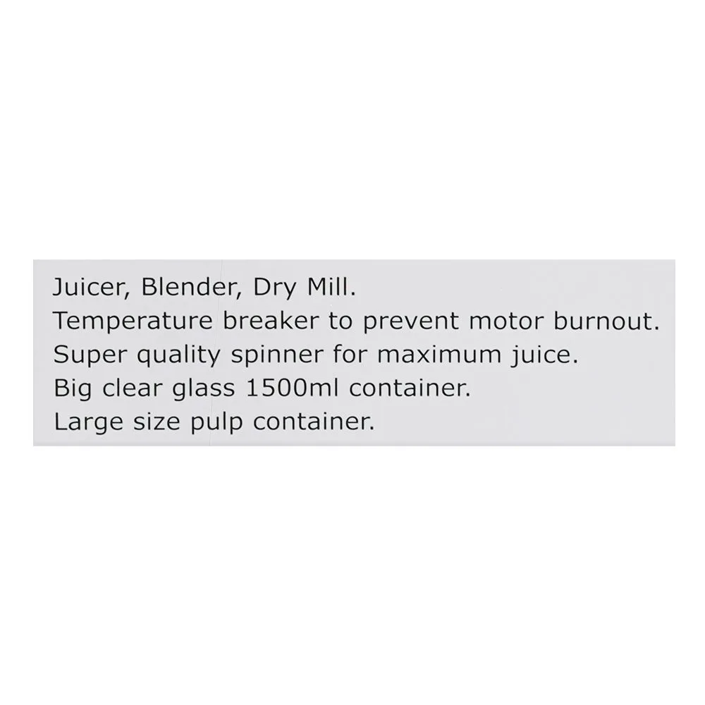 Close-up design of anex deluxe juicer blender dry mill, 600w, 220-240v, 500ml container, black, ag-180gl