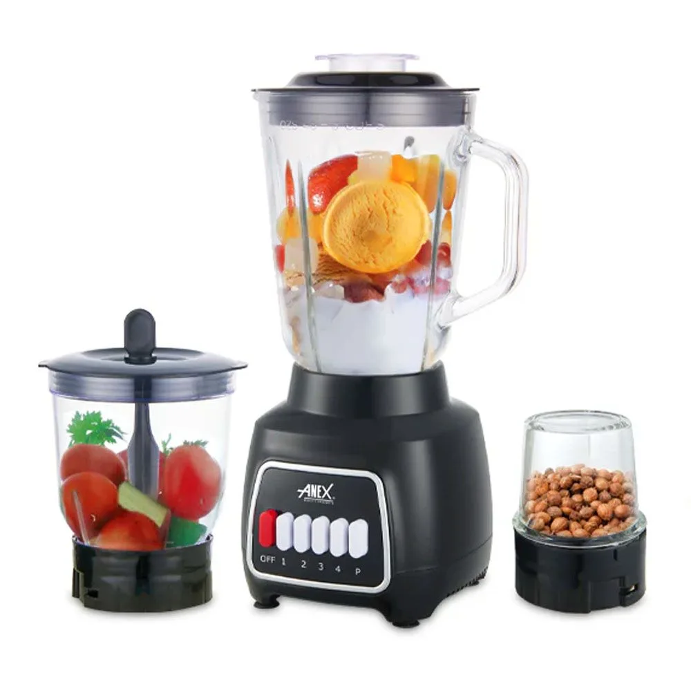 Anex Deluxe Juicer Blender Grinder, 500W, 220-240V, Black, AG-6137GL