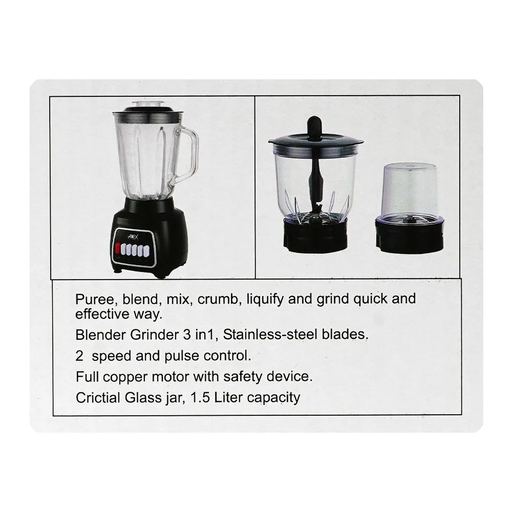 Close-up design of anex deluxe juicer blender grinder, 500w, 220-240v, black, ag-6137gl