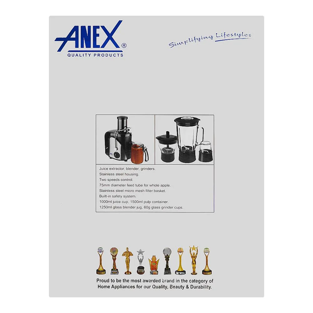Comfortable casual anex deluxe juicer, blender & grinder, 600w, black, ag-189