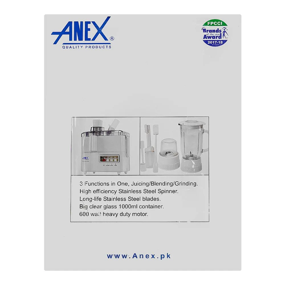 Comfortable casual anex deluxe juicer, blender & grinder, 600w, white, ag-178gl