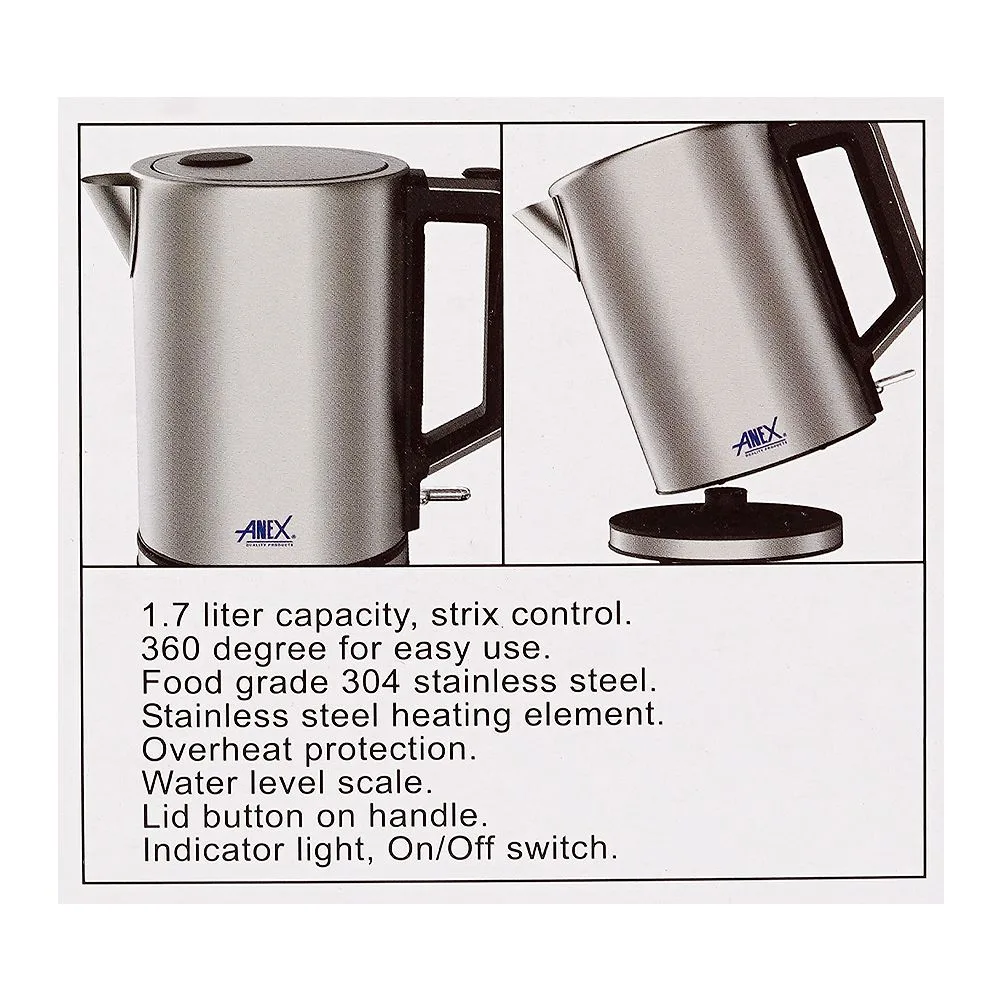 Premium everyday wear anex deluxe kettle, 1850-2200w, 22-240v, 1.7 liter capacity, ag-4071