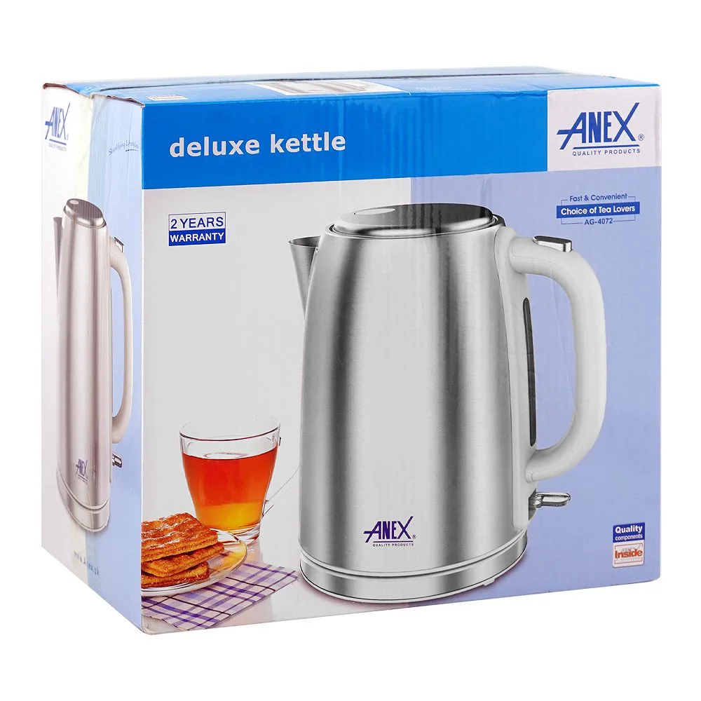Comfortable casual anex deluxe kettle, 1850-2200w, 220-240v, 1.7 liter capacity, ag-4072