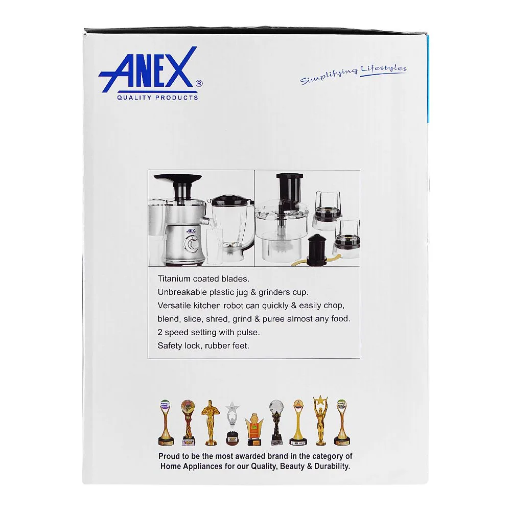 Comfortable casual anex deluxe kitchen robot, 450w, black, ag-3153
