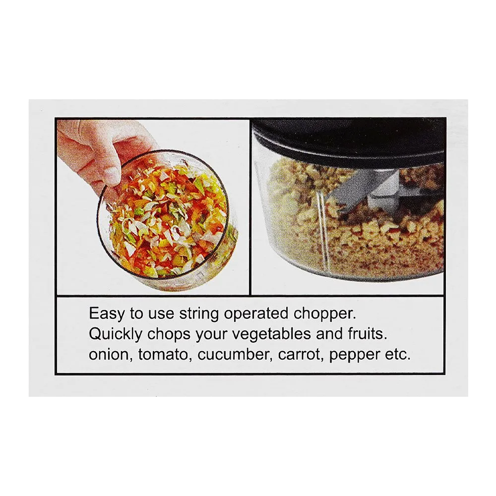 Close-up design of anex deluxe pull chopper, manual food cutter, black, ag-01
