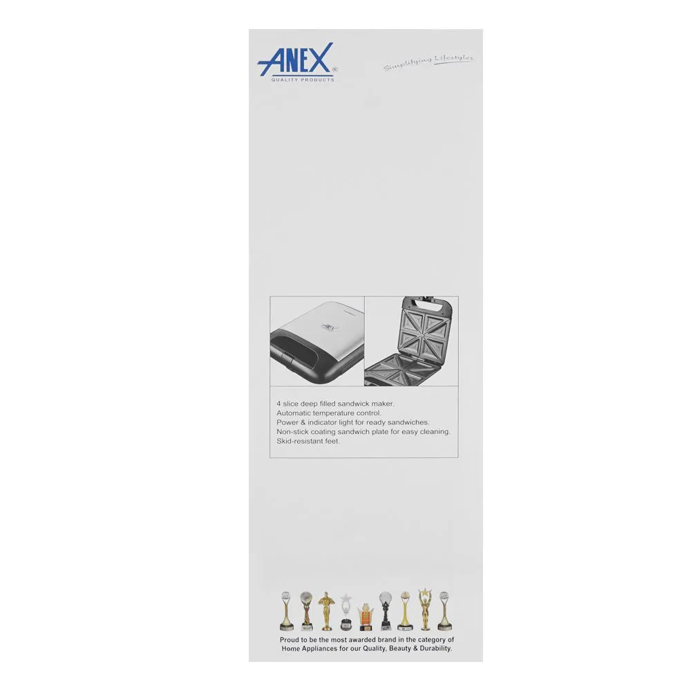 Comfortable casual anex deluxe sandwich maker, black & silver, ag-2137