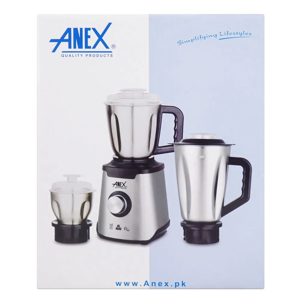 Comfortable casual anex deluxe stainless steel blender & grinder, 600w, 1500ml jar, ag-6133ss