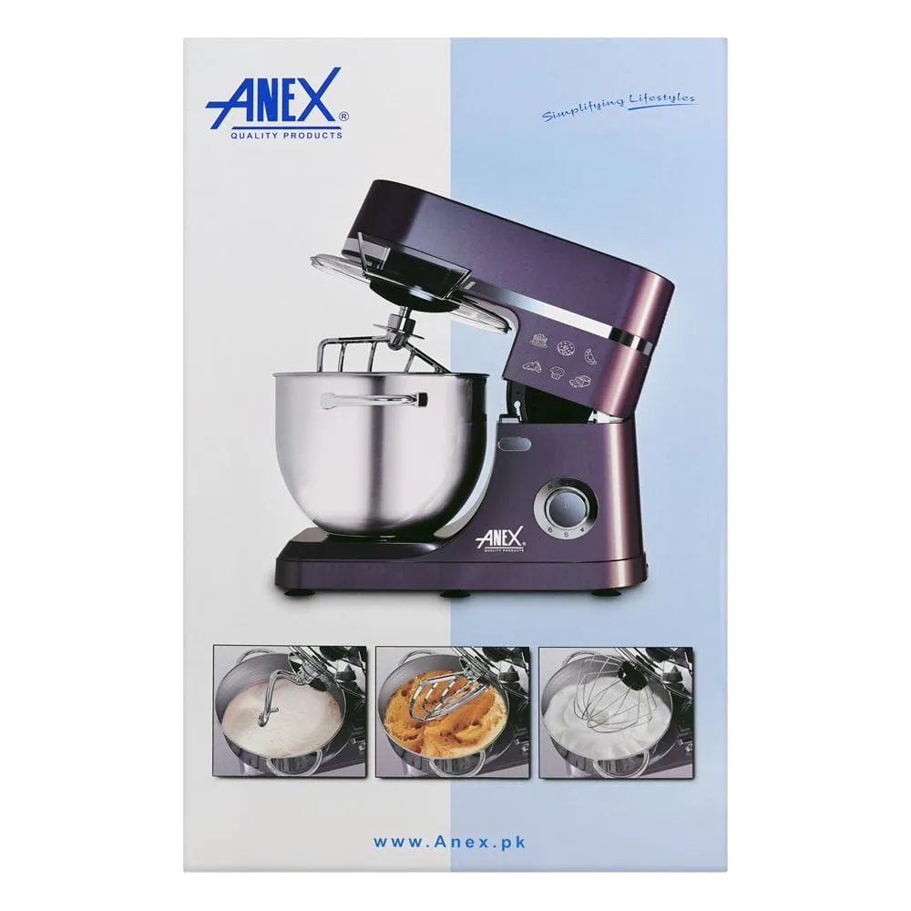 Comfortable casual anex deluxe stand mixer, 1500w, 7 liter stainless steel bowl, black, ag-820