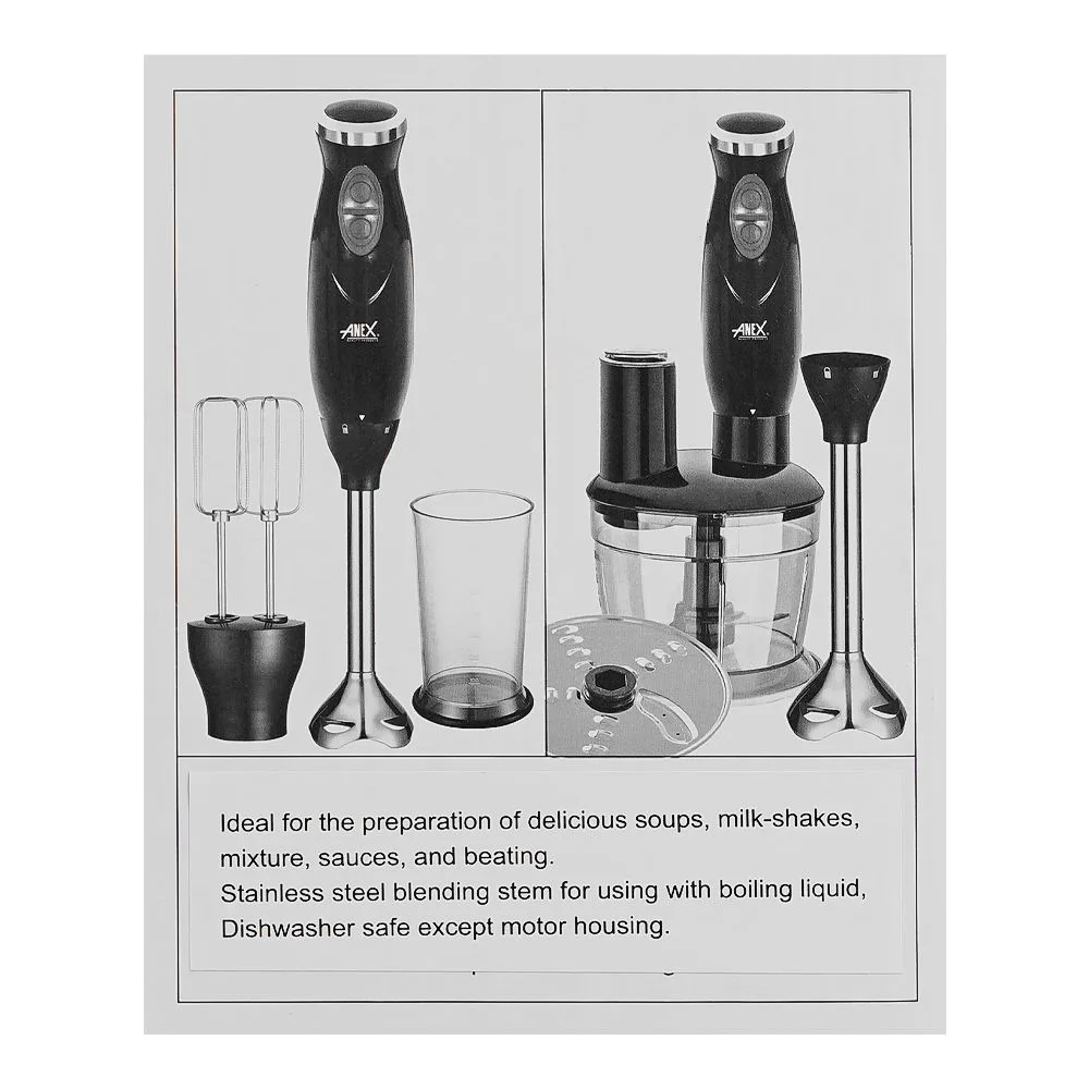 Premium everyday wear anex hand blender beater chopper, black, ag-140