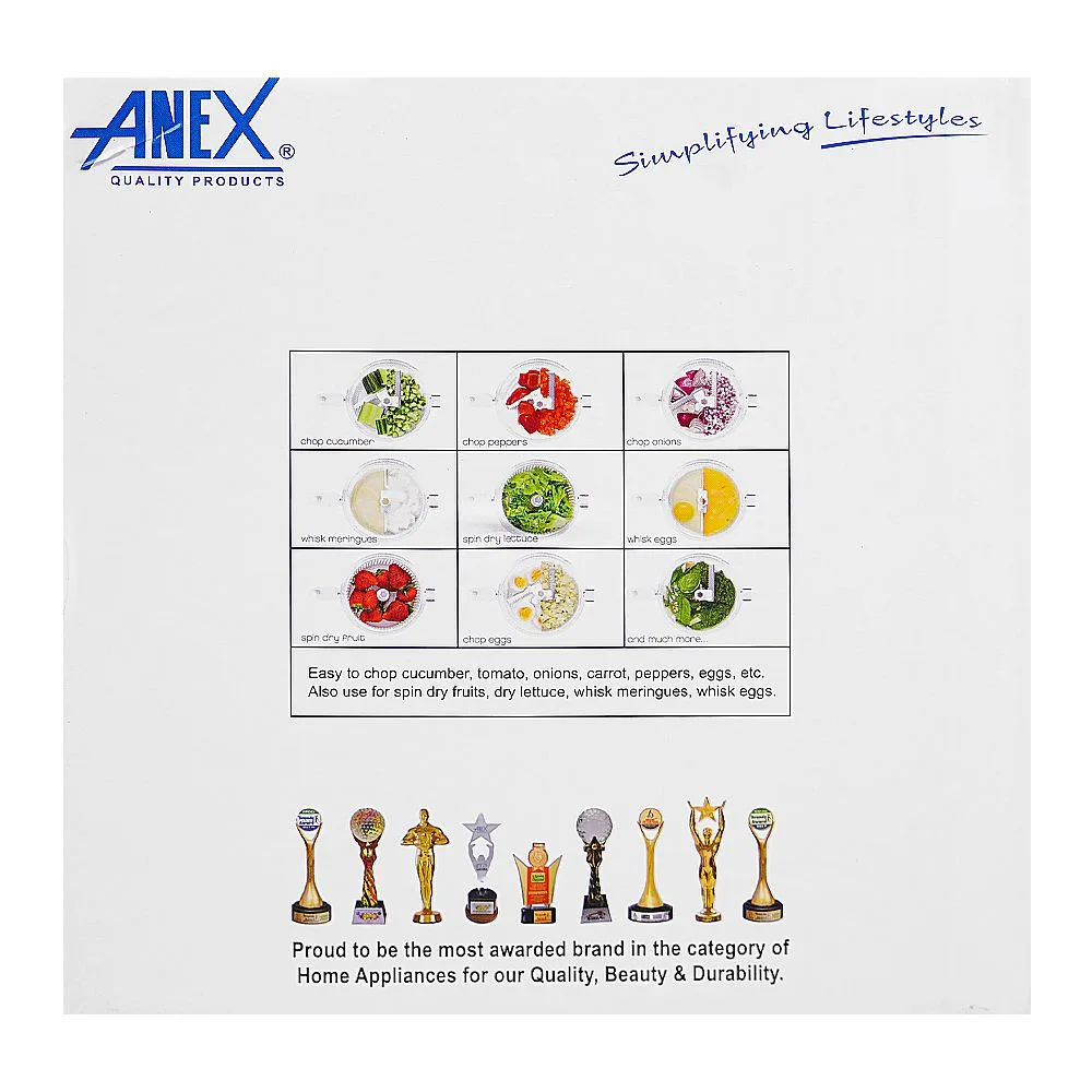 Comfortable casual anex quick hand mixer with 10 functions, manual food cutter, black, ag-10