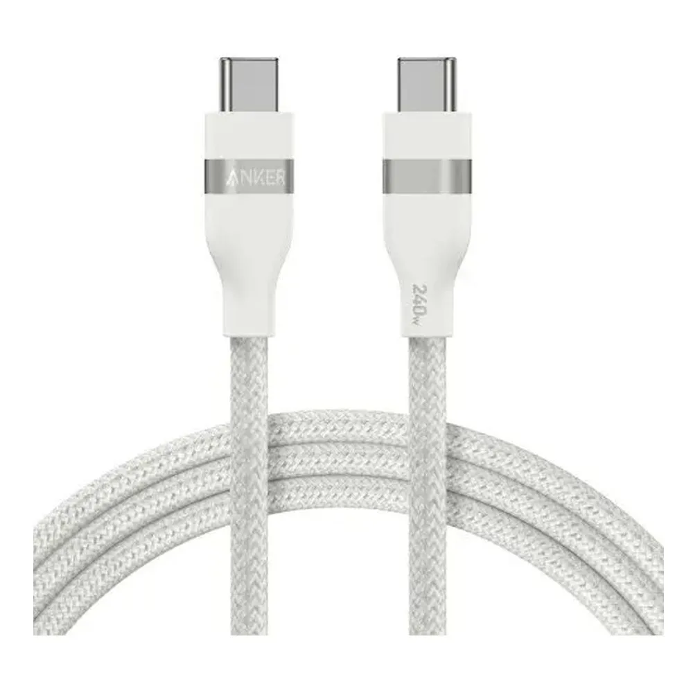Anker 240W USB-C To USB-C Cable, 3ft, Upcycled Braided, White, A82E2H21