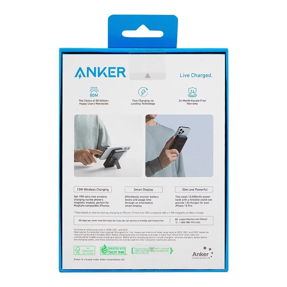 Comfortable casual anker maggo power bank (10000mah, 15w), for iphone 15/14/13/12 series, black, a1654h11