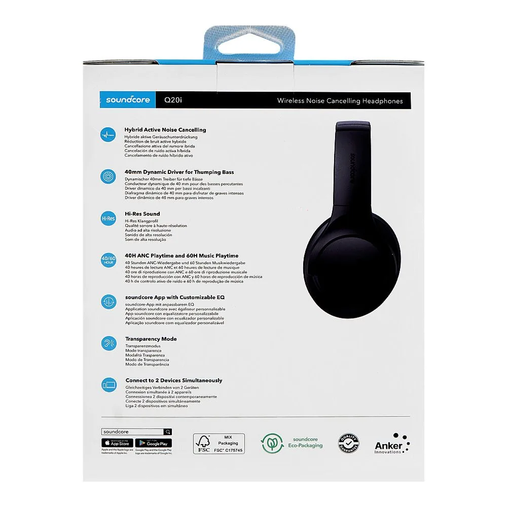 Comfortable casual anker soundcore q20i anc wireless noise cancelling headphone, 60 hours playtime, blue, a3004h32
