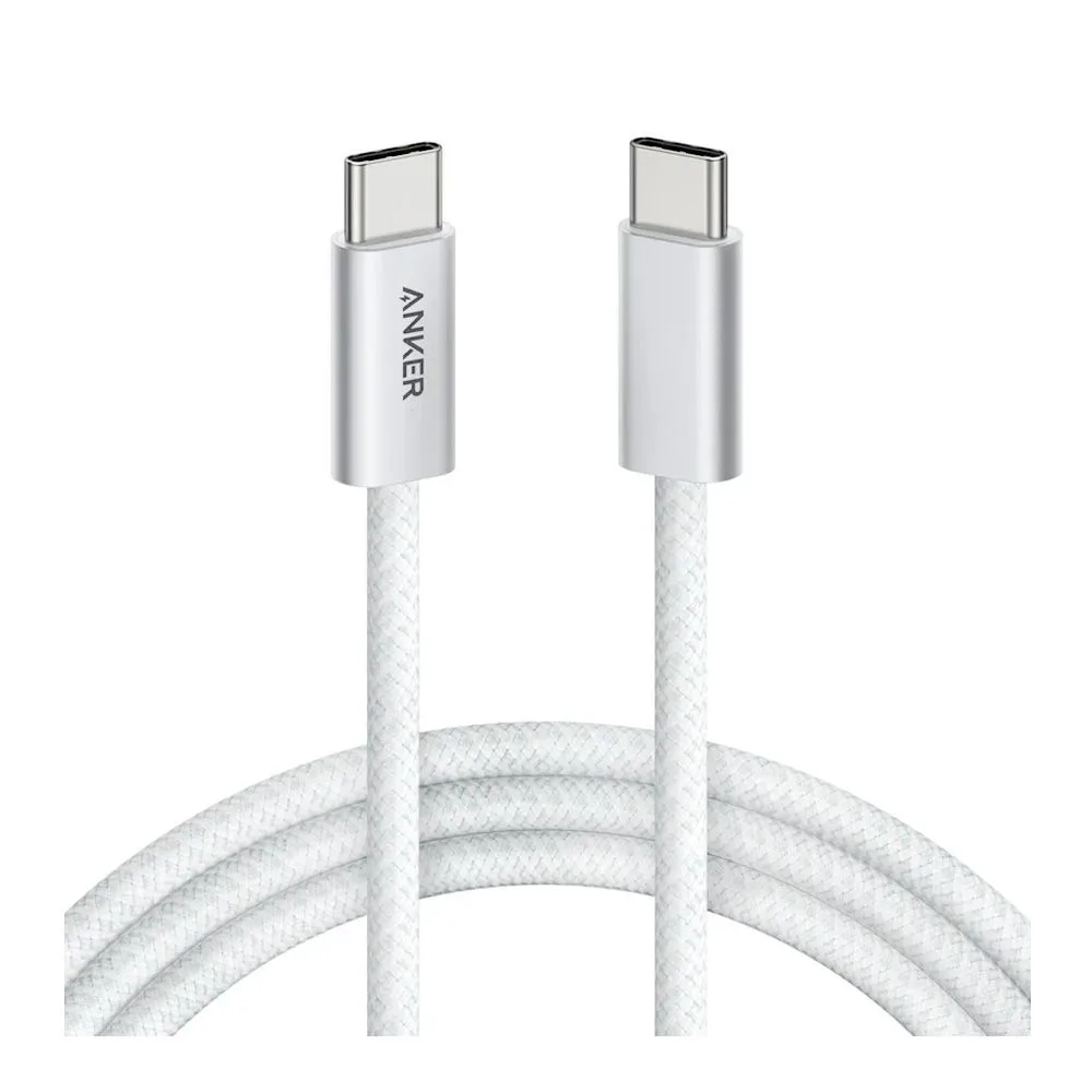 Anker Zolo 240W USB-C To USB-C Cable, 6ft, Braided White, A8060H22