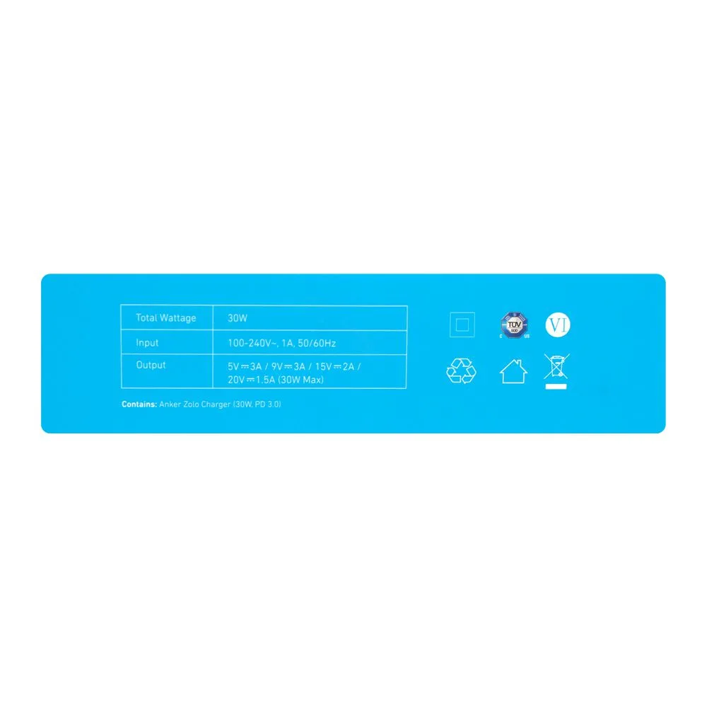 Premium everyday wear anker zolo charger, 20w, pd 3.0, black, a2699j11