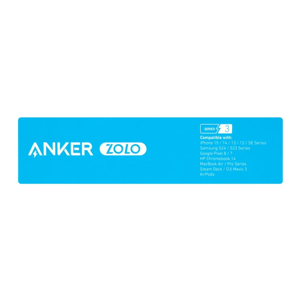 Front angle of anker zolo charger, 20w, pd 3.0, black, a2699j11