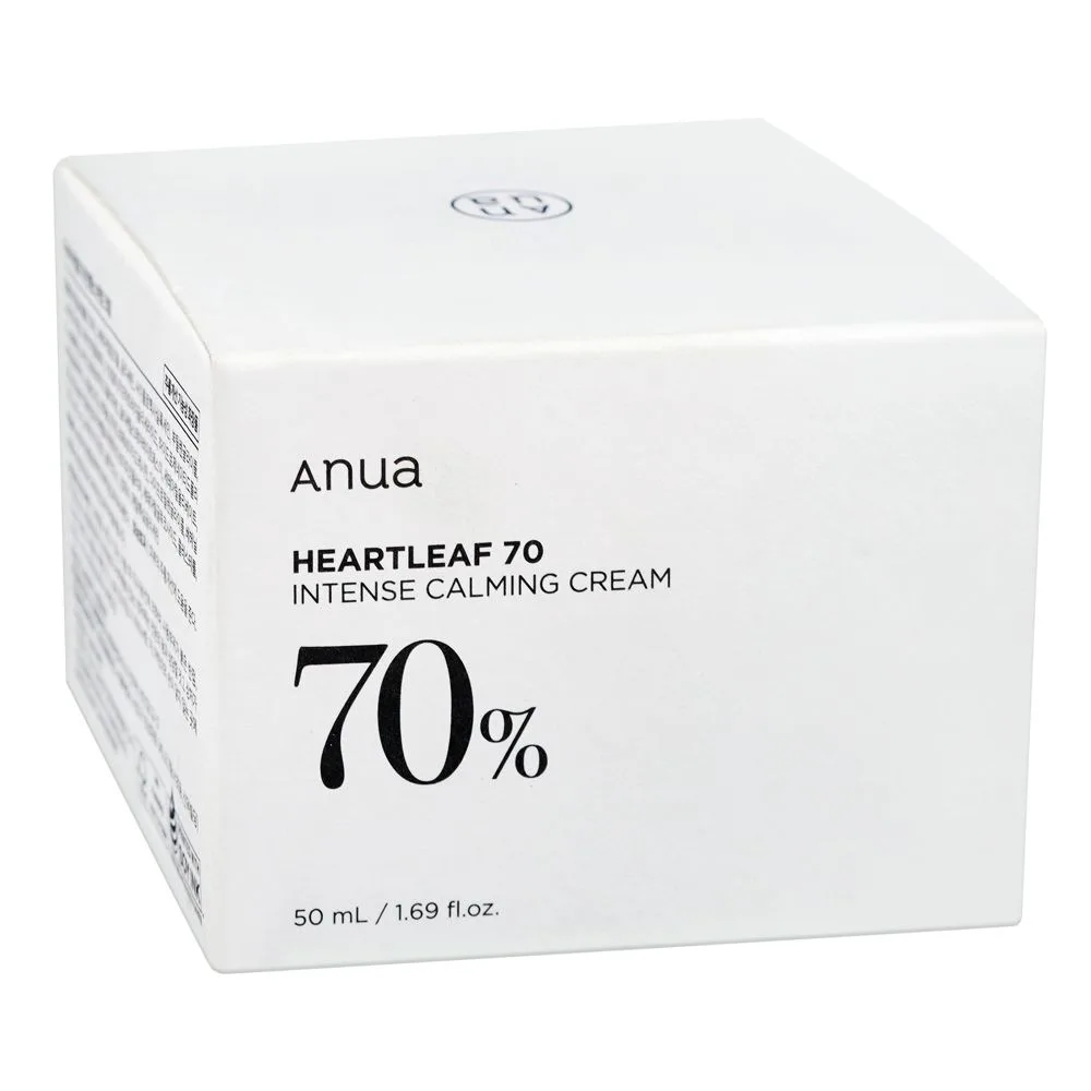 Side view of anua heartleaf 70% intense calming cream, 50ml