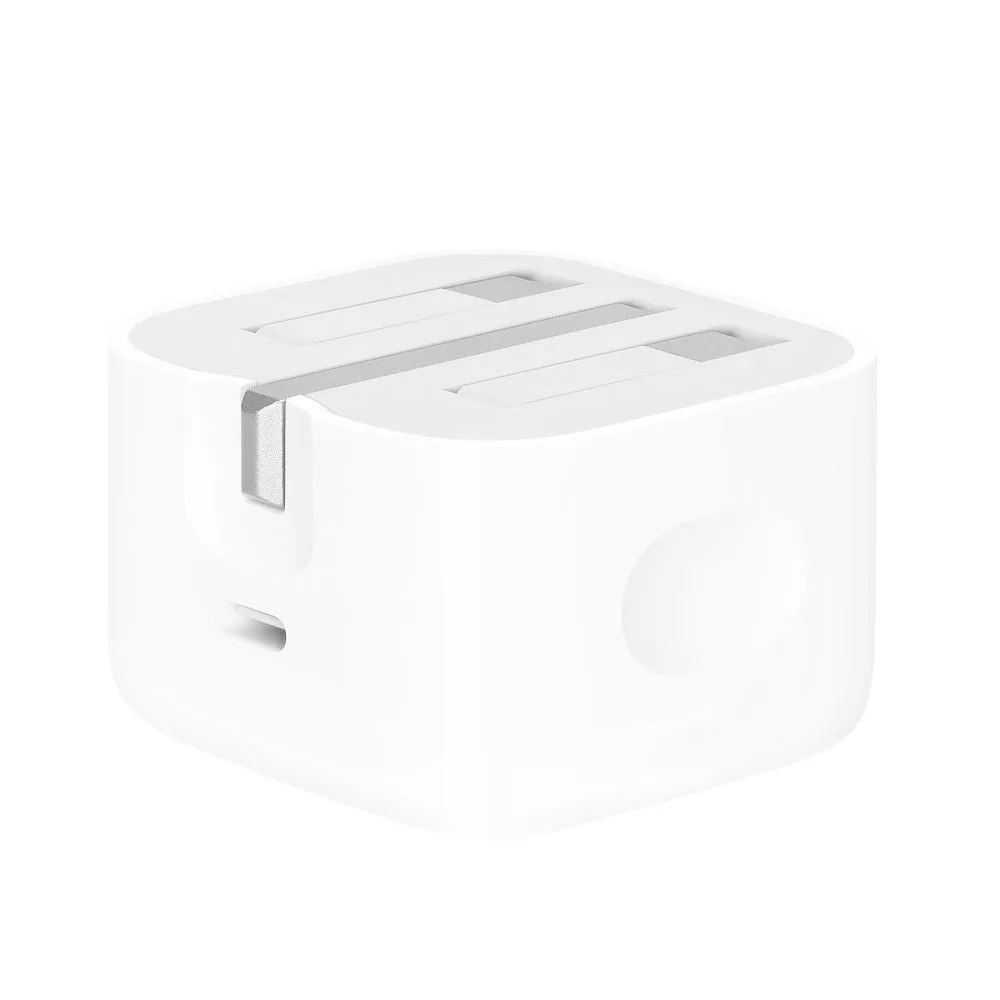 Side view of apple usb-c 20w power adapter, 3 pin