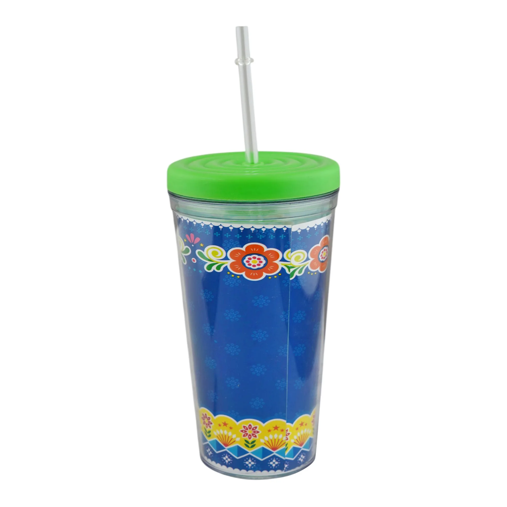 Side view of appollo it's par-tea time! tumbler, green, 500ml