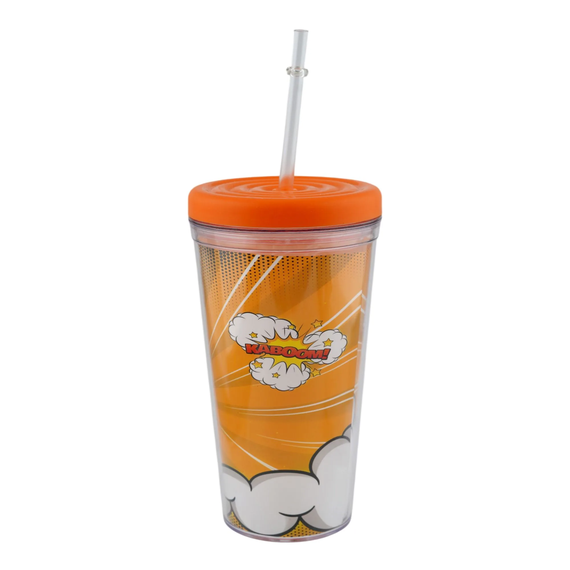 Side view of appollo not all heroes wear capes tumbler, orange, 500ml