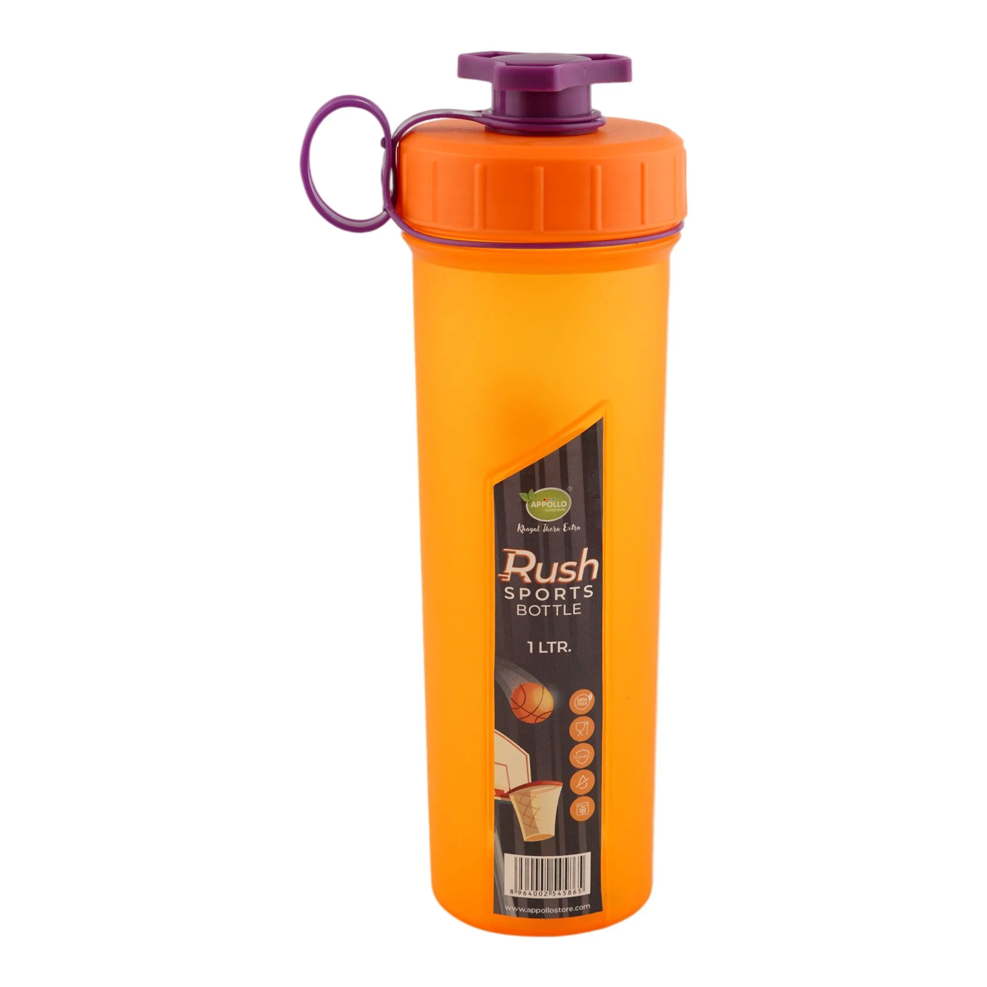 Appollo Rush Bottle, Large, Orange, 1 Liter
