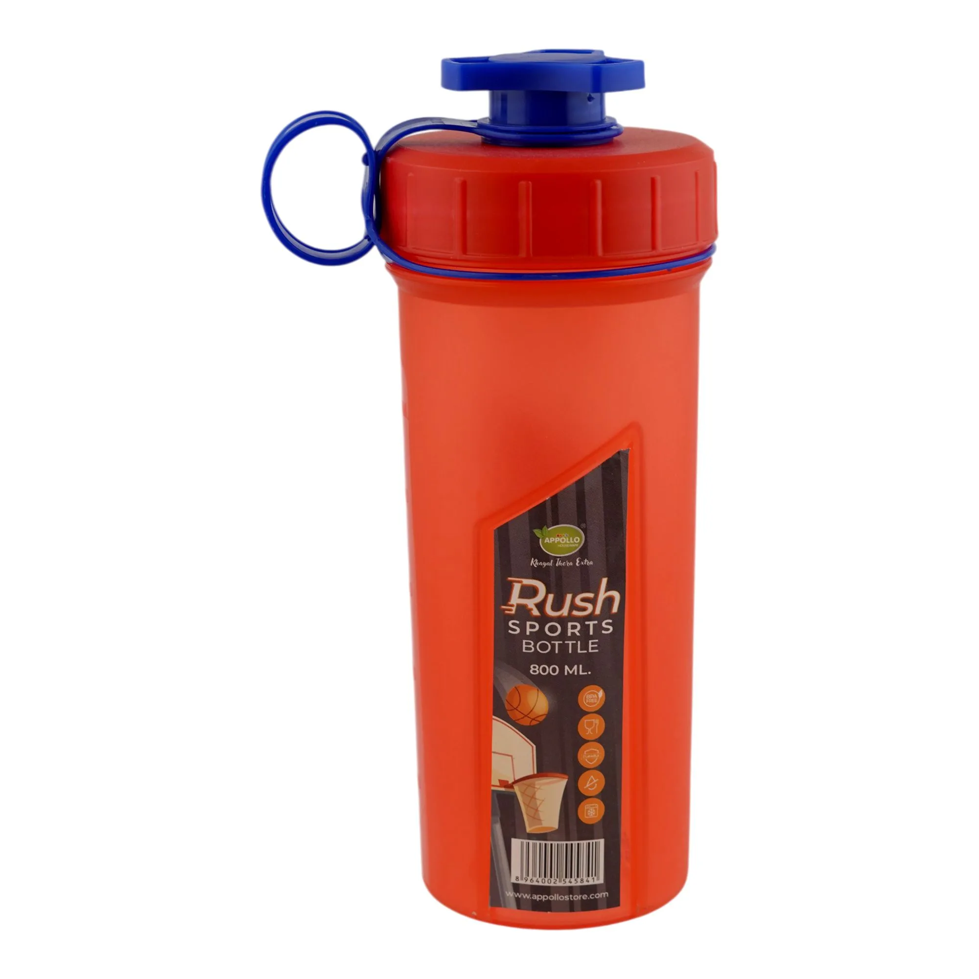 Appollo Rush Sports Bottle, Small, Red, 800ml
