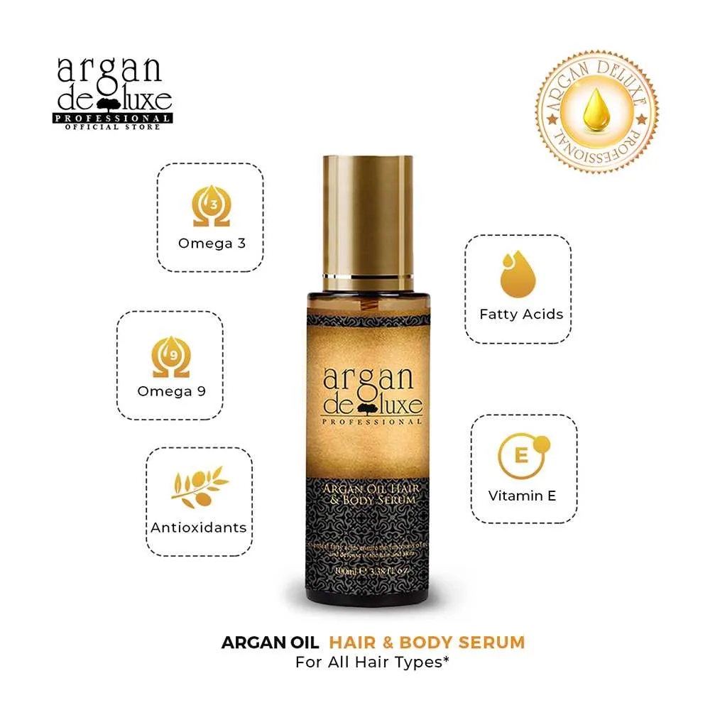 Comfortable casual argan deluxe argan oil hair & body serum, 100ml