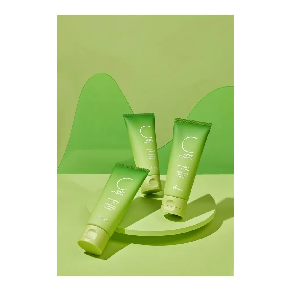 Close-up design of ariul c green vitamin c hydrating cream, kakadu-c, hyaluronic acid, for smooth & radiant skin, 100ml