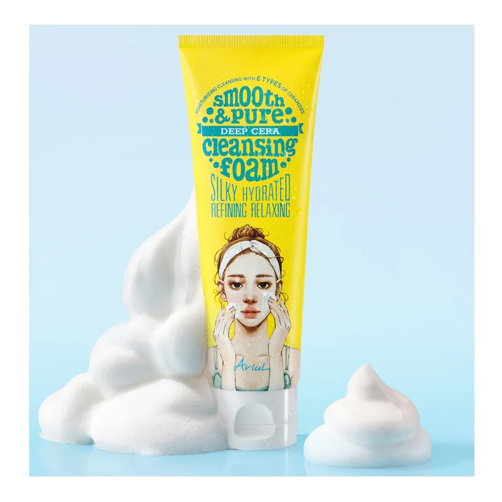 Ariul Smooth & Pure Deep Cera Cleansing Foam, Myristic Acid & Hyaluronic Acid, For Radiant & Healthy Skin, 120ml