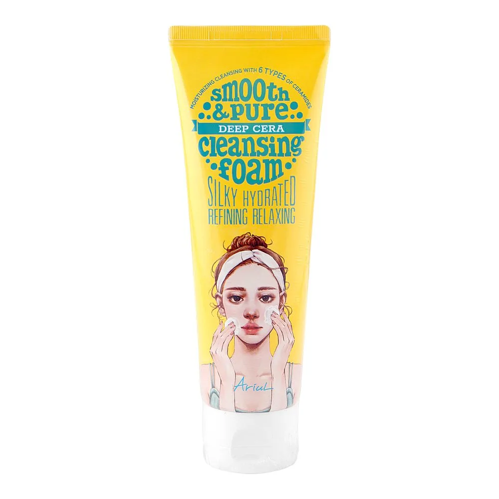 Comfortable casual ariul smooth & pure deep cera cleansing foam, myristic acid & hyaluronic acid, for radiant & healthy skin, 120ml