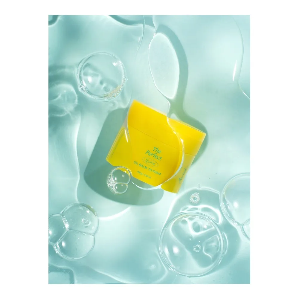 Side view of ariul the perfect quick oil balm to foam, jojoba & almond seed oil, 100g