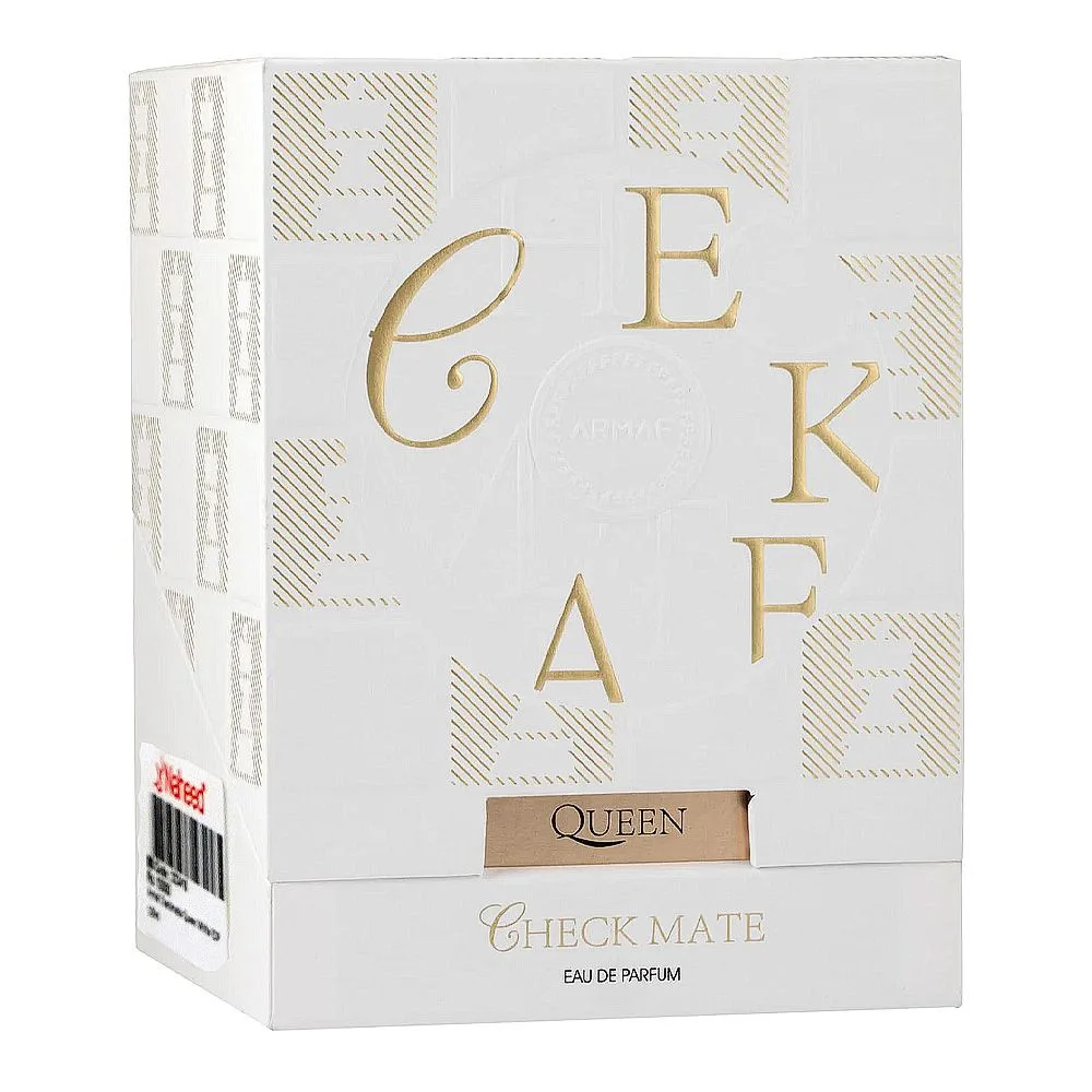 Side view of armaf checkmate queen white, eau de parfum, for women, 100ml