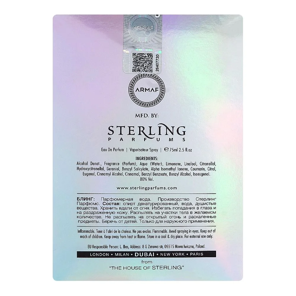 Comfortable casual armaf club de nuit bling, eau de parfum, for men & women, 75ml