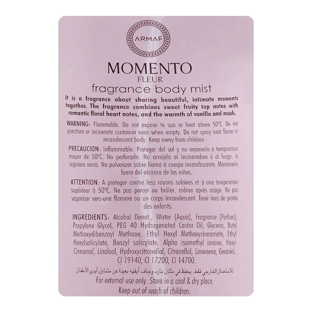 Comfortable casual armaf momento fleur pour femme fragrance body mist, for women, 250ml